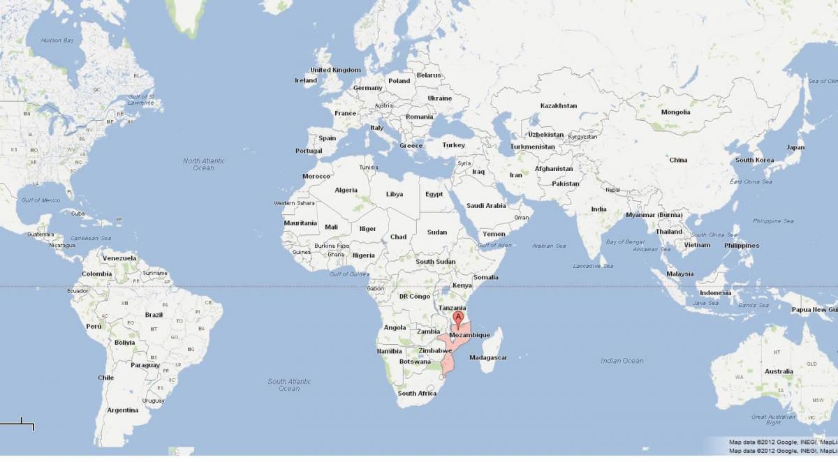 Mozambiku lokaciju na svijetu mapu